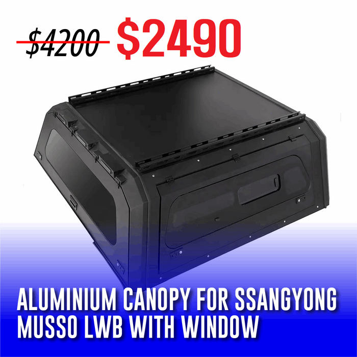 Ssangyong Musso LWB Aluminium Canopy with Window Side Door | Heavy Duty Ute Canopies