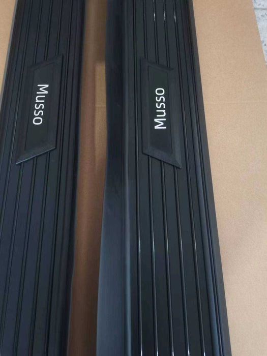 Black Side Steps for Musso (Set) | Three-Layer Thick Aluminum Alloy