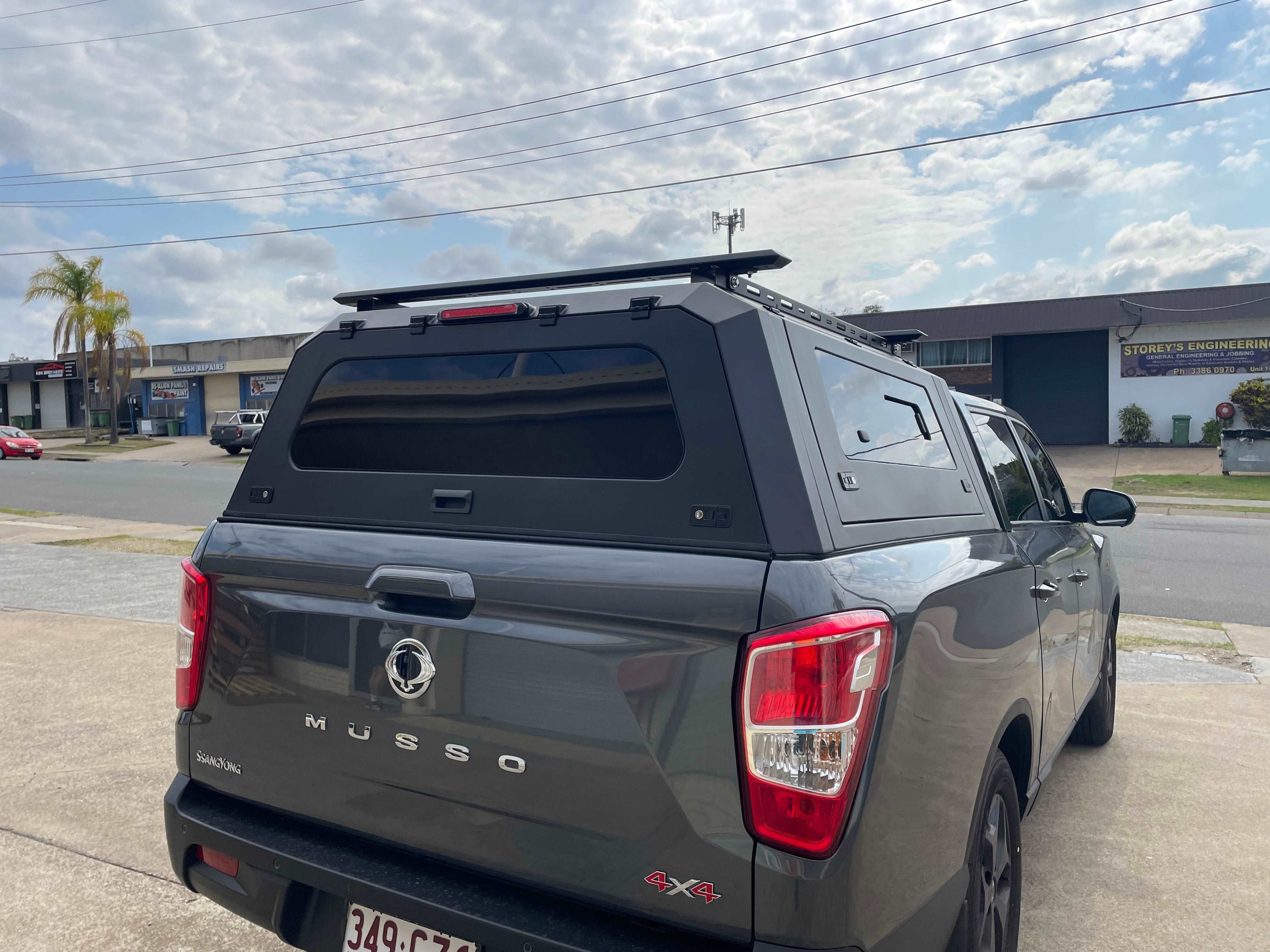 Aluminium Canopy for Ssangyong Musso LWB with Window Side Door — Rhino ...